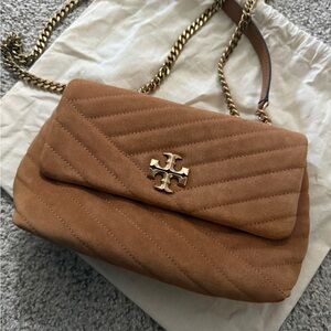 Tory Burch Kira Small Suede Quilted Shoulder Bag